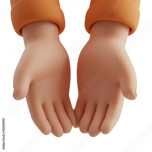 3D render with two open hands on isolated transparent background cutout