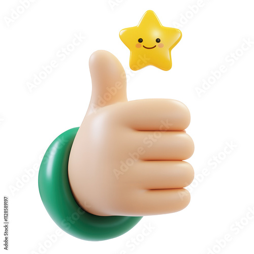 3D render with Like Icon on isolated transparent background cutout