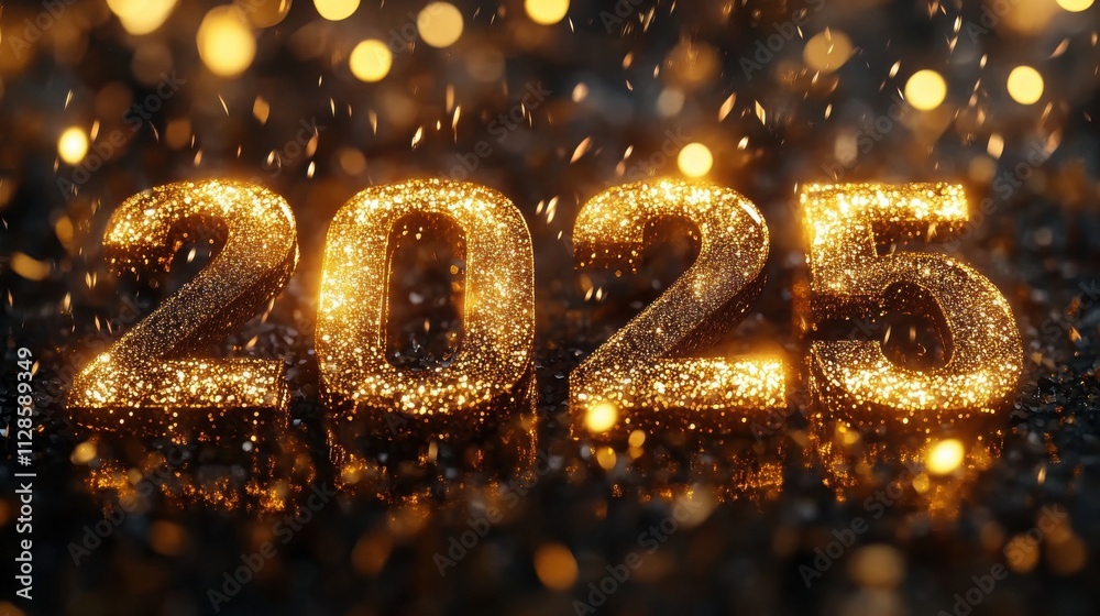 The image is a close up of the number twenty-five in gold letters. Generative AI The image is a close up of the number twenty-five in gold letters. Generative AI