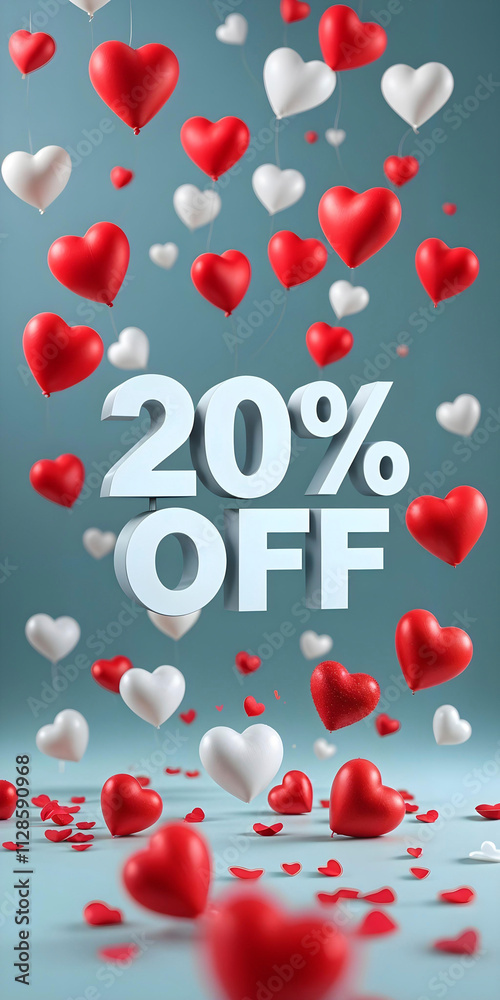 20 Percent Off romantic Valentine's Day Banner. 20% off. Valentine's Day discount, sale 20 Percent Off romantic Valentine's Day Banner. 20% off. Valentine's Day discount, sale
