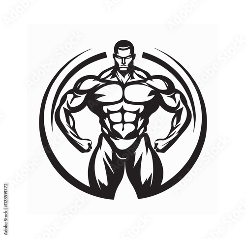 Bodybuilder logo icon image vector isolated on white background.