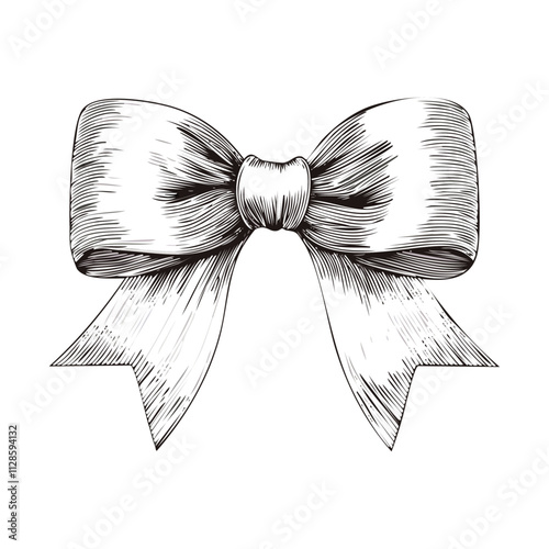 Christmas Ribbon Bow Sketch Celebration Decoration Winter Event Festival of X-Mas

