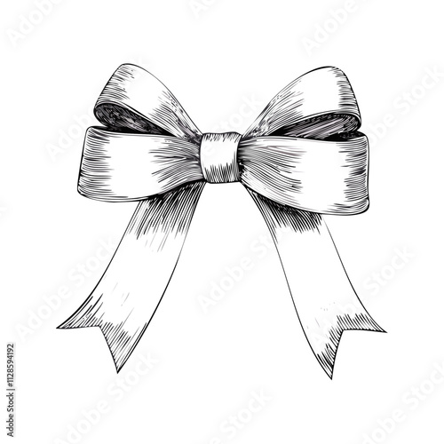 Christmas Ribbon Bow Sketch Celebration Decoration Winter Event Festival of X-Mas
