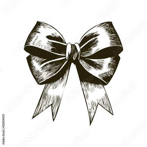 Christmas Ribbon Bow Sketch Celebration Decoration Winter Event Festival of X-Mas
