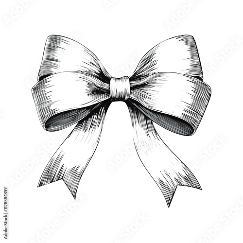 Christmas Ribbon Bow Sketch Celebration Decoration Winter Event Festival of X-Mas
