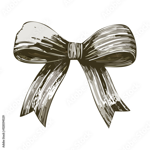 Christmas Ribbon Bow Sketch Celebration Decoration Winter Event Festival of X-Mas
