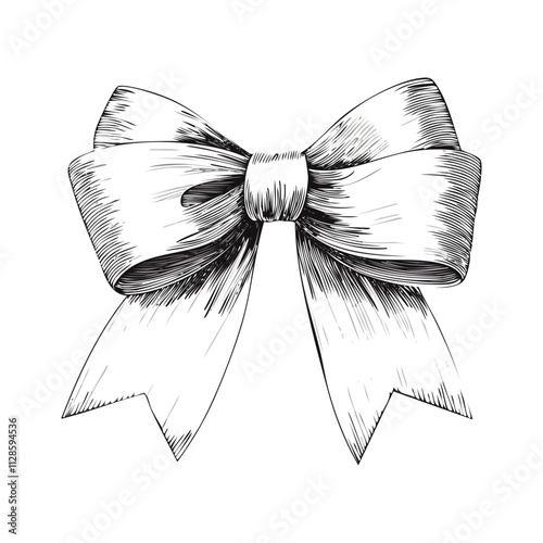 Christmas Ribbon Bow Sketch Celebration Decoration Winter Event Festival of X-Mas
