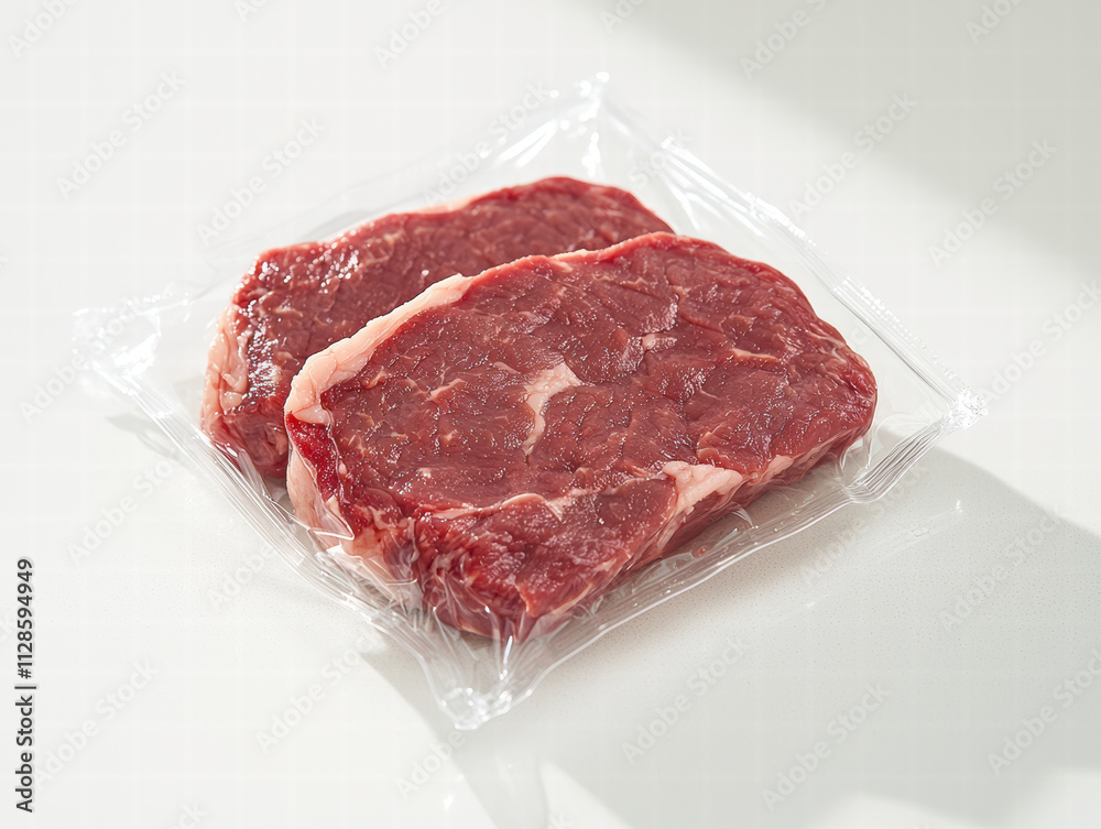 Fresh raw beef steak vacuum sealed for preservation and freshness Fresh raw beef steak vacuum sealed for preservation and freshness
