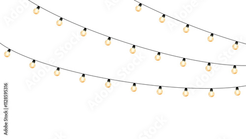 Christmas color lights isolated realistic design elements. Glowing garland for Xmas Holiday cards, banners, posters, web design