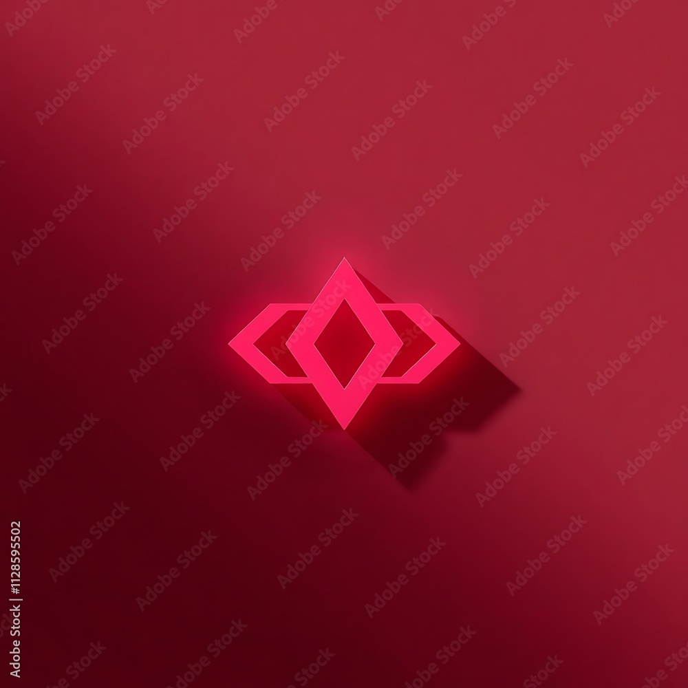 Abstract Geometric Symbol: A striking pink diamond-shaped geometric symbol with a soft shadow, set against a vibrant red background, offers a modern, minimalist aesthetic. Abstract Geometric Symbol: A striking pink diamond-shaped geometric symbol with a soft shadow, set against a vibrant red background, offers a modern, minimalist aesthetic.