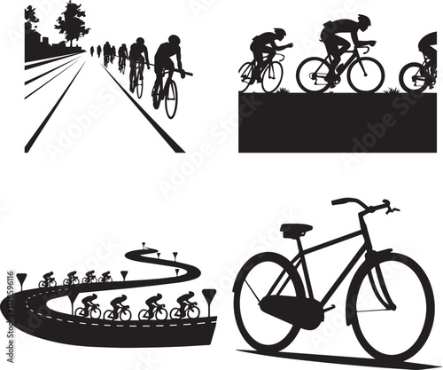 Bicycle racing on a white background vector illustration