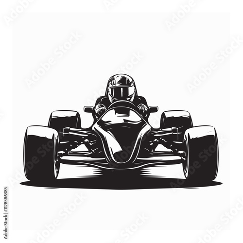 Gokart Front view image vector. Gokart sport automotive illustration Image vector. 