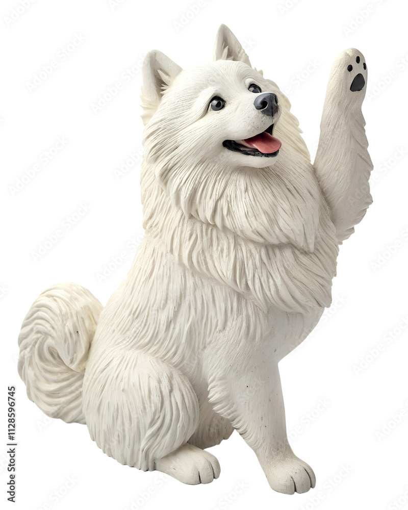 Fototapeta premium a clay Cute American Eskimo Dog is joyful isolated on a transparent background