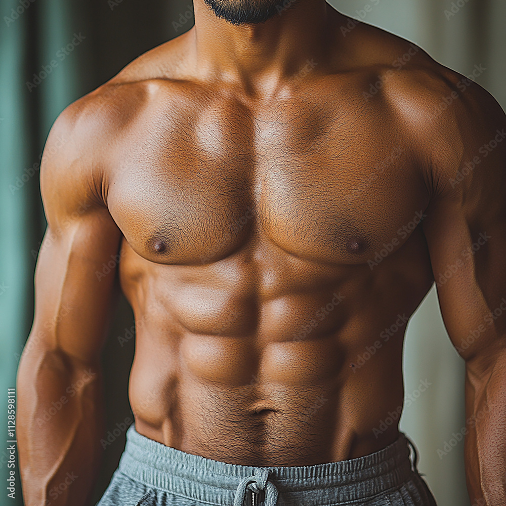 Fototapeta premium Athletic Man with Defined Abs