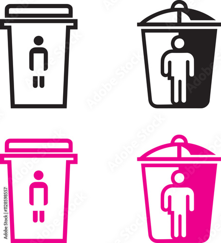 Trash can icon vector set