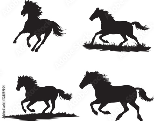 Horse silhouettes vector set