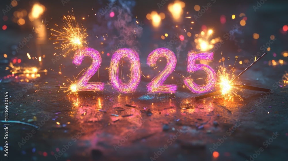 A large number of fireworks, with the letters A large number of fireworks, with the letters