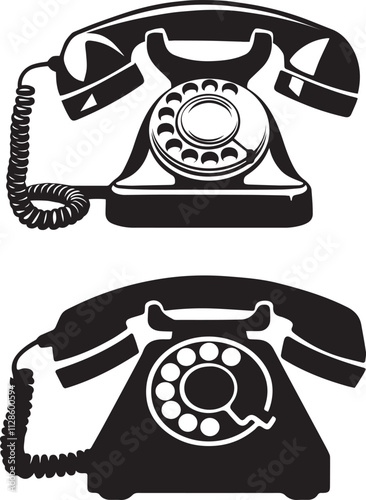 Old Telephone icon vector isolated on a white background. Phone icon vector. Call icon vector.
