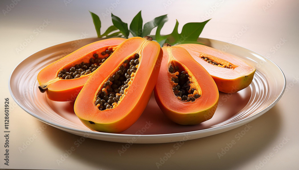 Papaya and half. Fresh papaya isolated on white background Papaya and half. Fresh papaya isolated on white background
