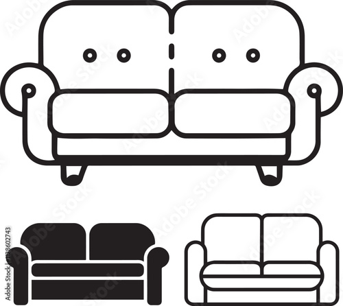 A vector set of black and white sofa