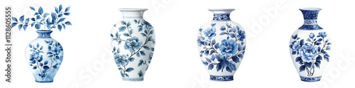 Elegant and Timeless Porcelain Vase Showcasing a Sophisticated Floral Motif Design in Stunning Blue and White Tones Capturing the Beauty of Traditional Ceramic Art photo