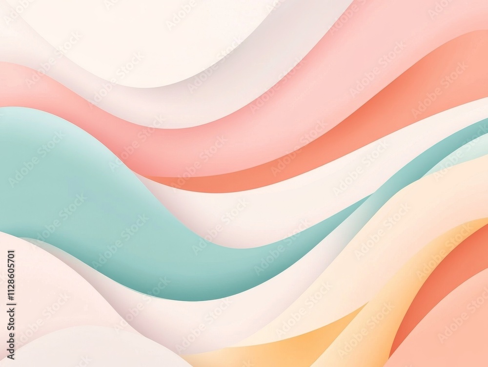 Obraz premium Abstract Pastel Wave Background Design. Soft Hues and Fluid Curves. Abstract Pastel Background. Pastel Illustration.