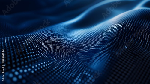 Blue light rays on a dark blue background with a carbon fiber pattern, wave, lights