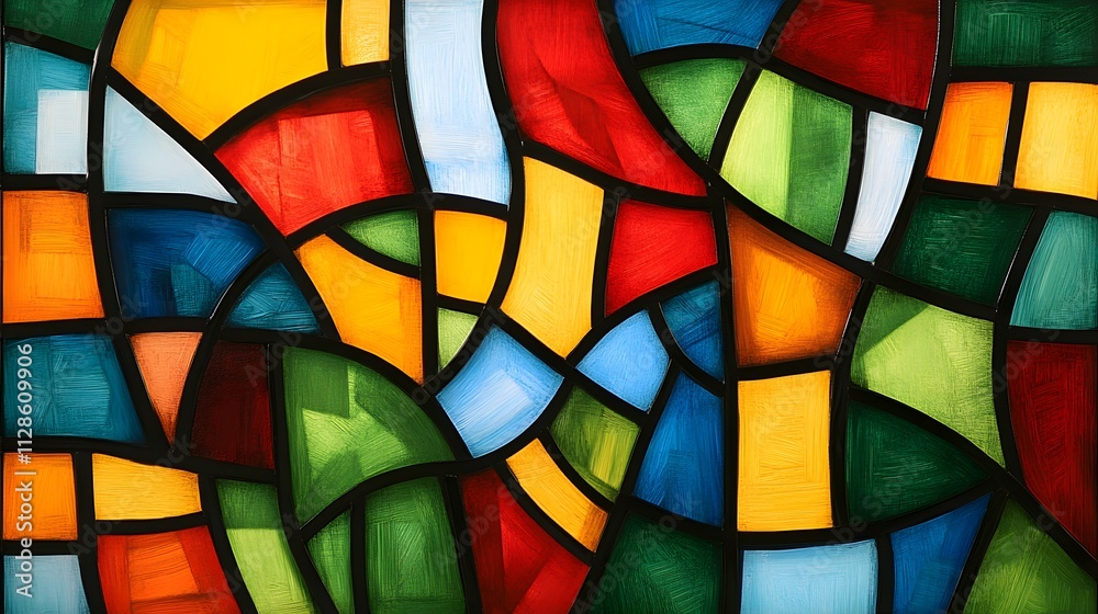 Fototapeta premium Abstract colorful stained glass window.