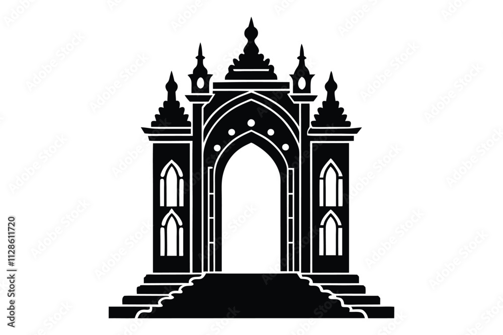 stone gate silhouette vector illustration on white background stone gate silhouette vector illustration on white background
