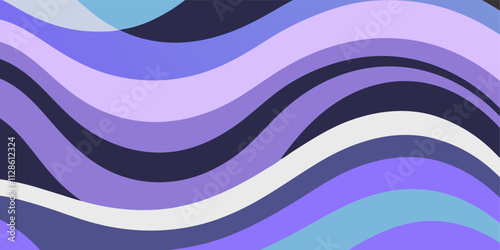 Smooth, undulating waves in varying shades of purple and blue create a visually appealing abstract background, ideal for modern and geometric design projects