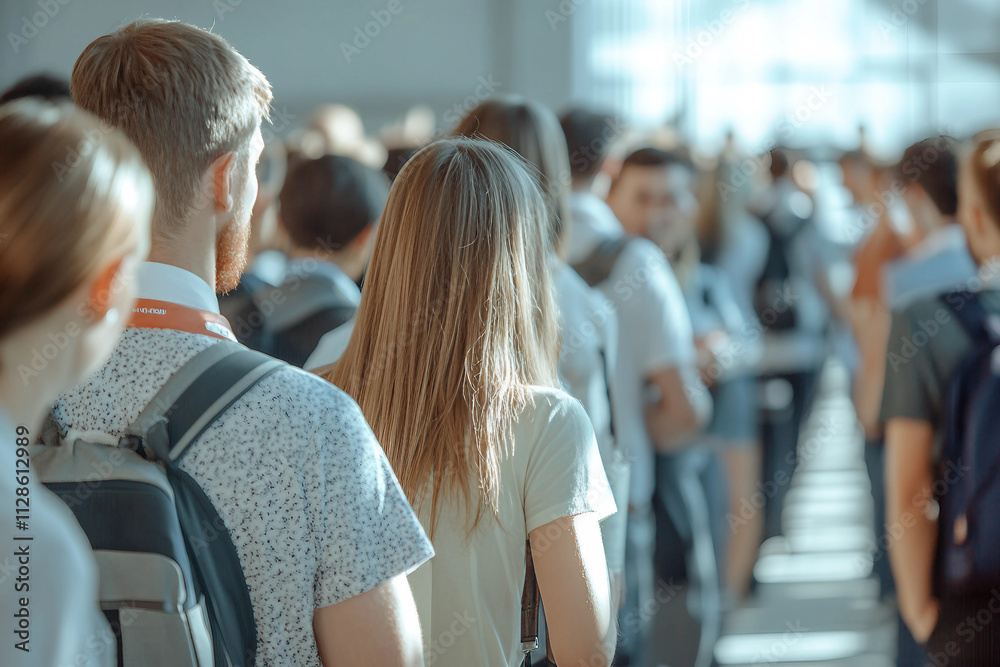 Long queue indoors created with generative ai Long queue indoors created with generative ai