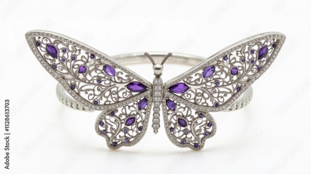 Butterfly-Shaped Bracelet with Filigree Wings Butterfly-Shaped Bracelet with Filigree Wings