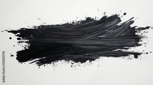 Abstract Black Brush Stroke On White Background