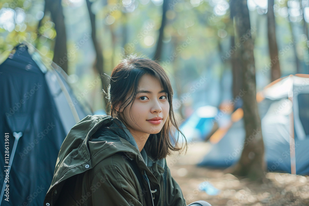 People enjoying the peaceful nature camping trip generative AI People enjoying the peaceful nature camping trip generative AI