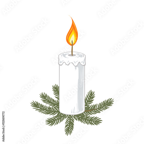 Christmas Candle Sketch Celebration Decoration Winter Event Festival of X-Mas

