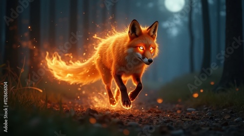 Glowing Fox in Fire-Infused Fur photo