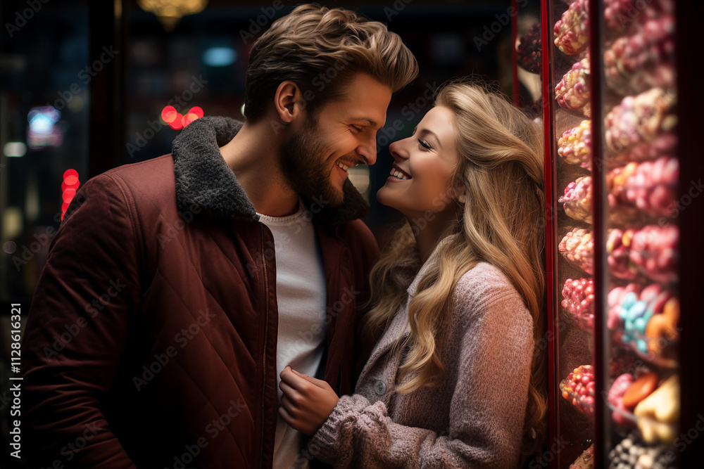 Valentine day celebration conceptual illustration made with generative AI, affectionate couple in love Valentine day celebration conceptual illustration made with generative AI, affectionate couple in love