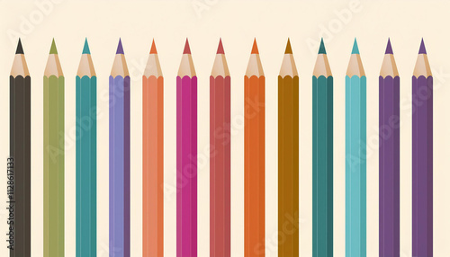 pencils of different colors, colored pencils with eraser. Vector illustration. Isolated