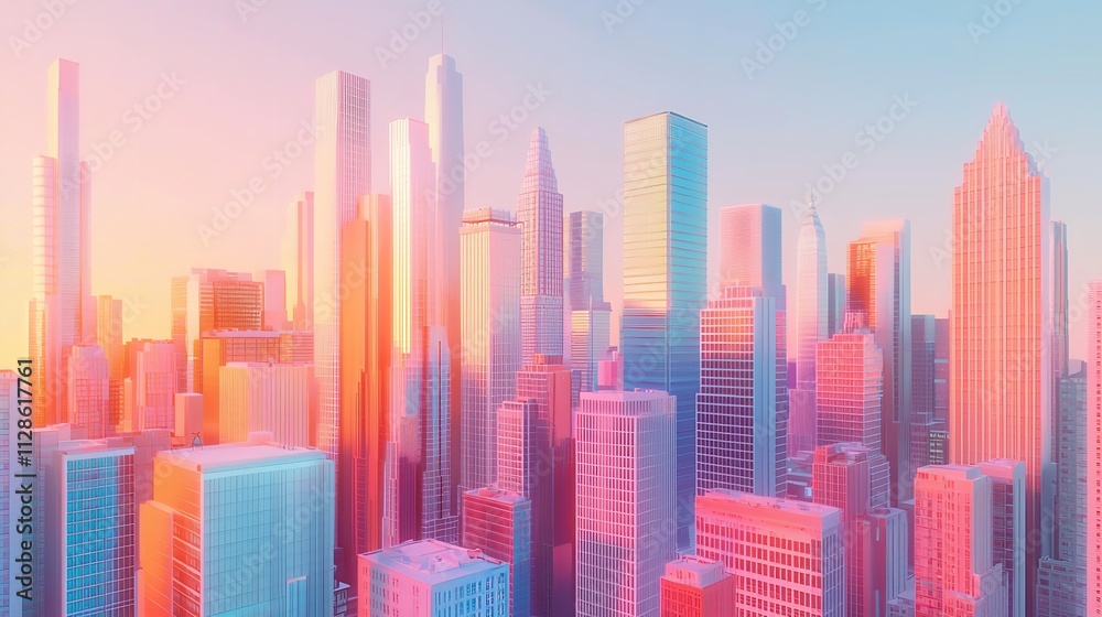 Fototapeta premium A Colorful Surreal Cityscape Featuring Towering Structures and Whimsical Elements