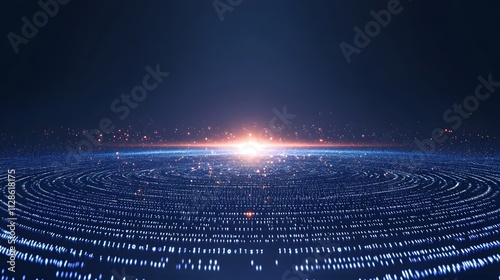 Abstract digital data sphere glowing.