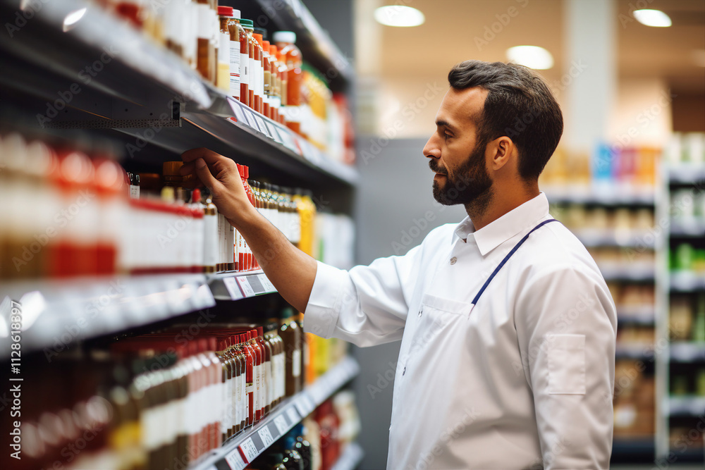 Generative AI picture clean grocery supermarket store department with friendly staff service Generative AI picture clean grocery supermarket store department with friendly staff service