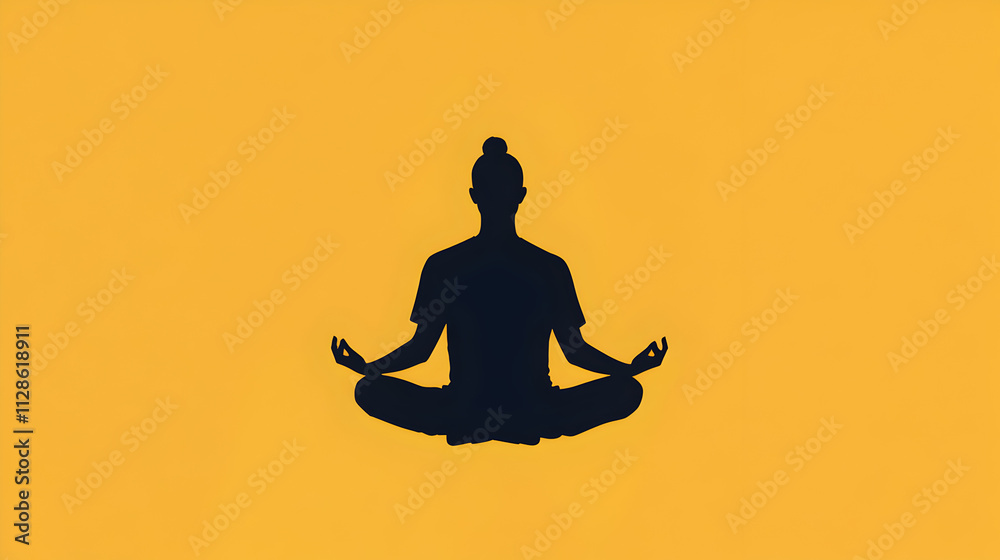 A silhouette of a person performing yoga, symbolizing the connection between mind, body, and spirit in Hinduism. Yoga pose minimalist icon. A silhouette of a person performing yoga, symbolizing the connection between mind, body, and spirit in Hinduism. Yoga pose minimalist icon.