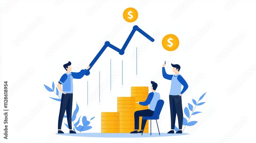 Business Growth, Financial Success, Teamwork Illustration Business Growth, Financial Success, Teamwork Illustration