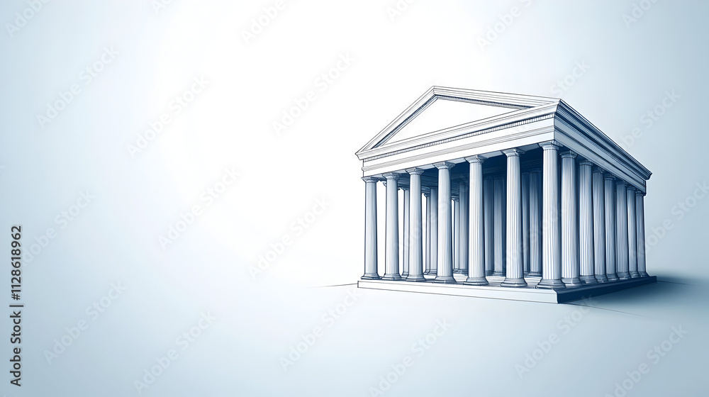 An abstract line-drawing of an ancient temple with columns and arches, representing classical culture. Ancient temple design. An abstract line-drawing of an ancient temple with columns and arches, representing classical culture. Ancient temple design.