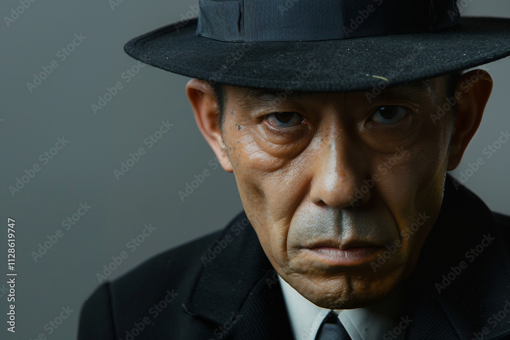 Generative AI Portrait of Man in Retro Detective Style, Noir Film Character Look Generative AI Portrait of Man in Retro Detective Style, Noir Film Character Look