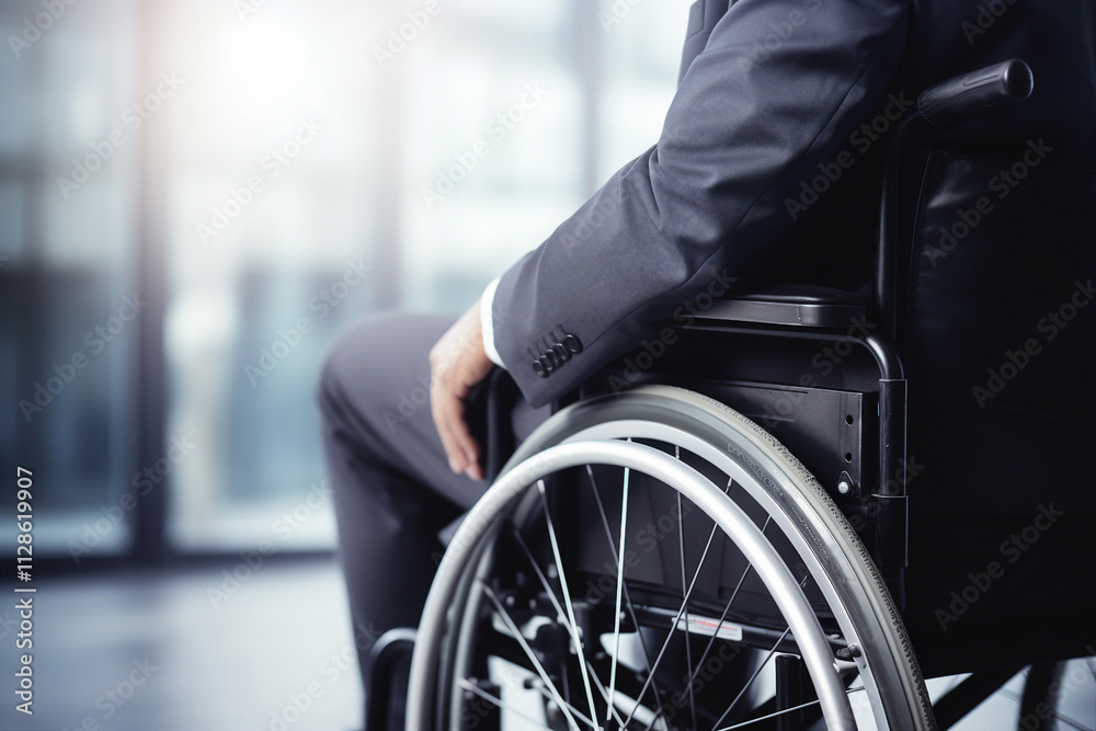 Picture made with generative AI of young happy people on their wedding ceremony in a wheelchair Picture made with generative AI of young happy people on their wedding ceremony in a wheelchair