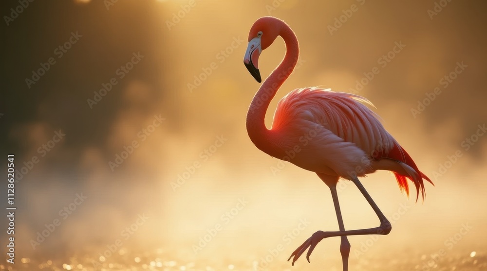 Fototapeta premium Flamingo on One Leg Close-up