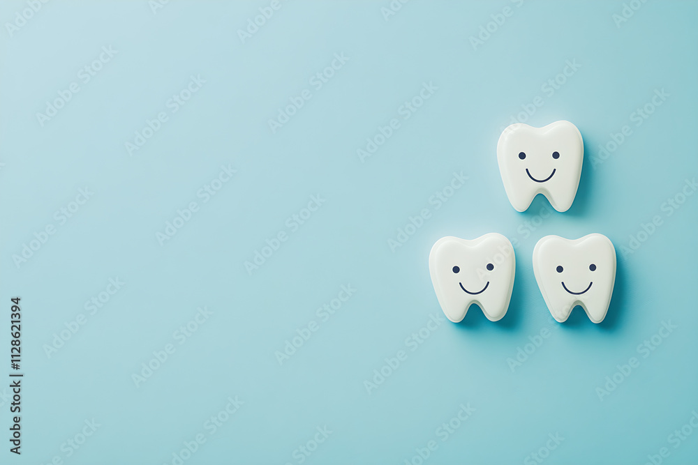 Happy Dentist’s Day Concept with Tooth and Crown on Blue Background Happy Dentist’s Day Concept with Tooth and Crown on Blue Background