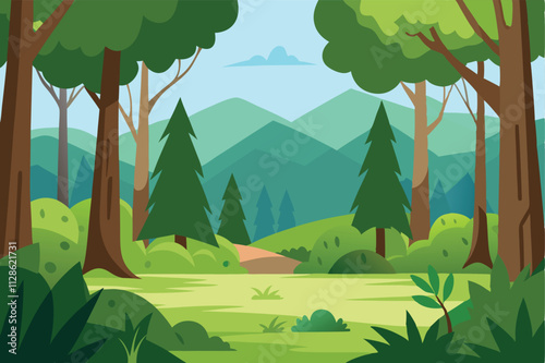 landscape with forest vector illustration