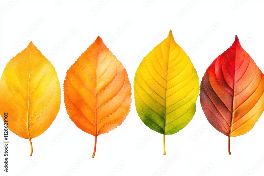 Obraz premium Autumn leaves falling isolated on white background